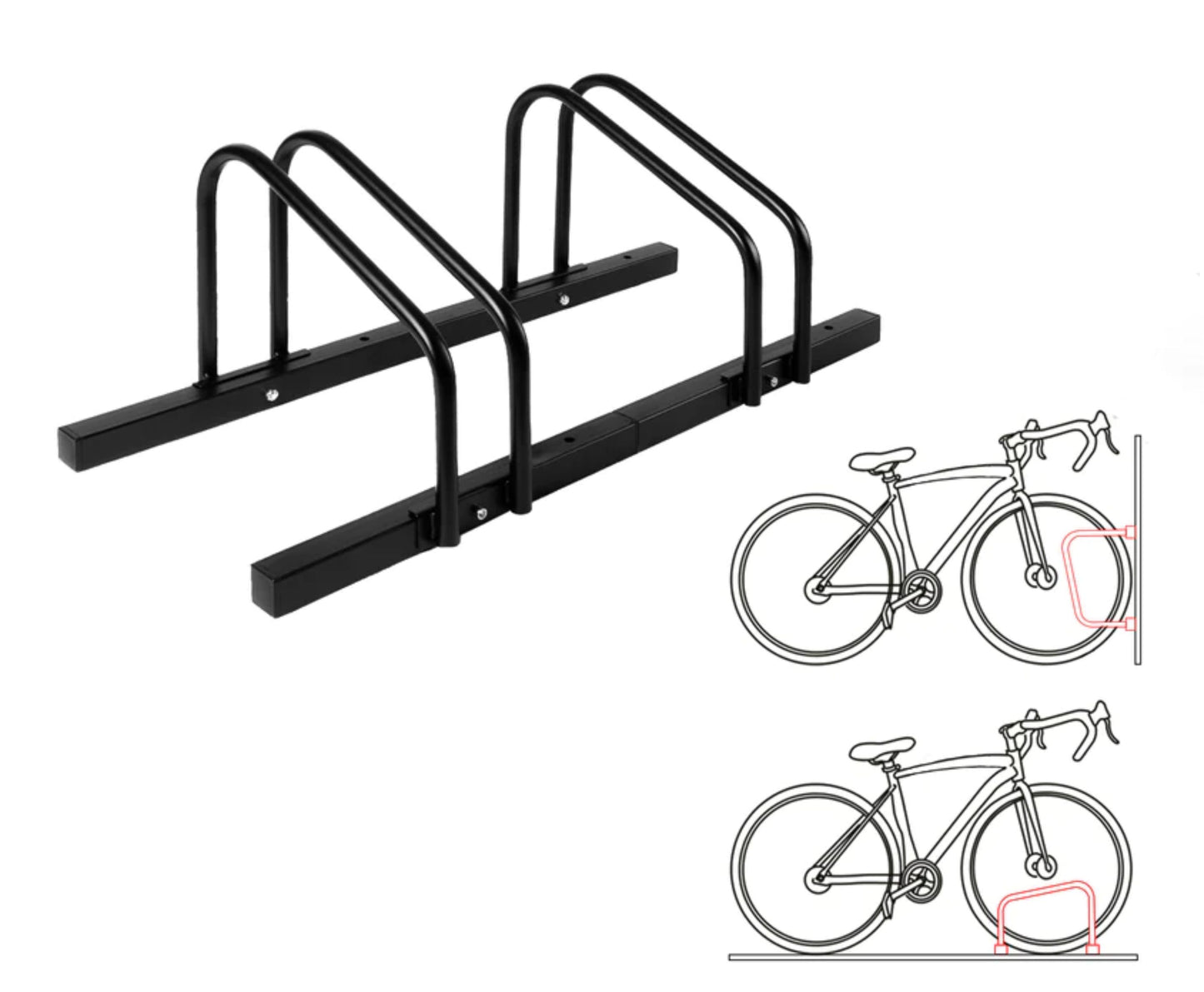 Soporte Estacionamiento 2 Bicicletas Ampliable Piso O Pared