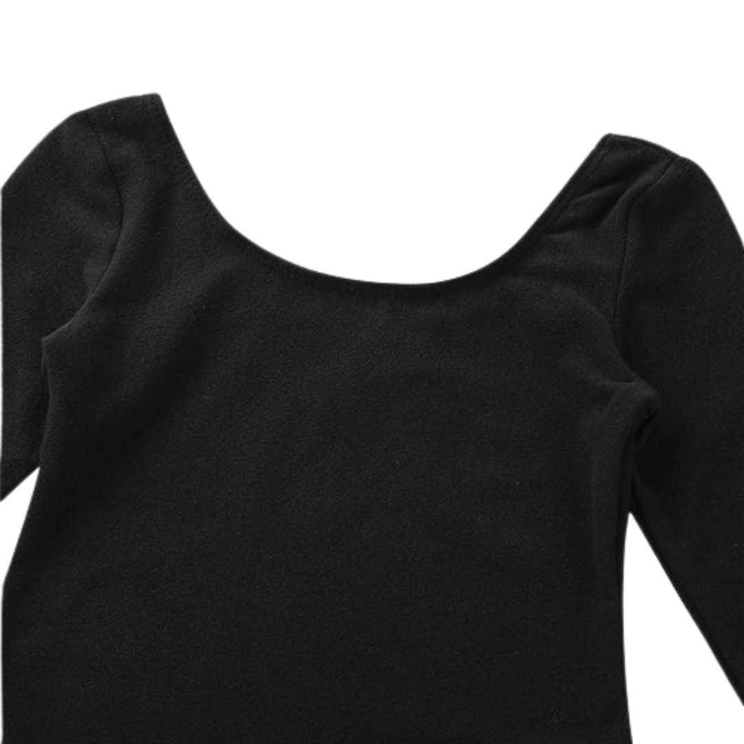 Malla Ballet Gimnasia Niña Manga Larga Negra – detalle