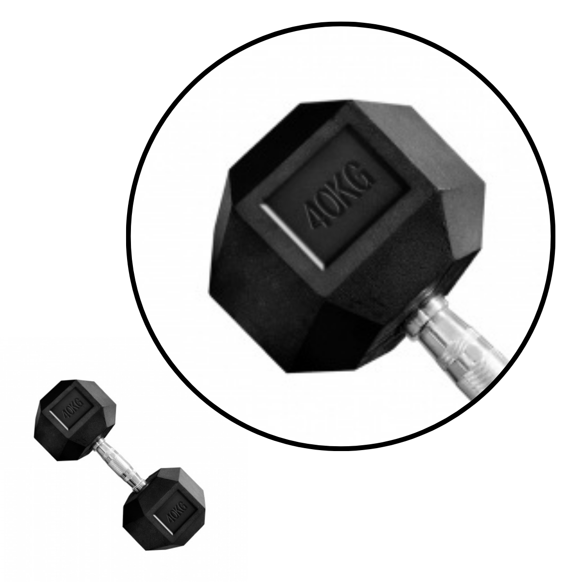 Mancuerna Hexagonales Hierro Recubierto 40kg Rhino