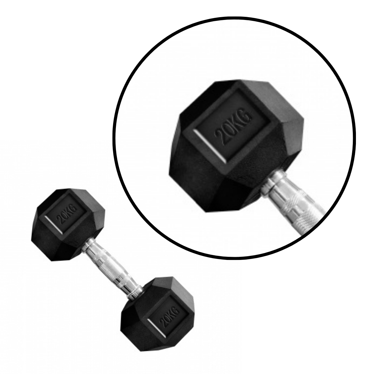 Mancuerna Hexagonales Hierro Dumbbell 20kg Rhino