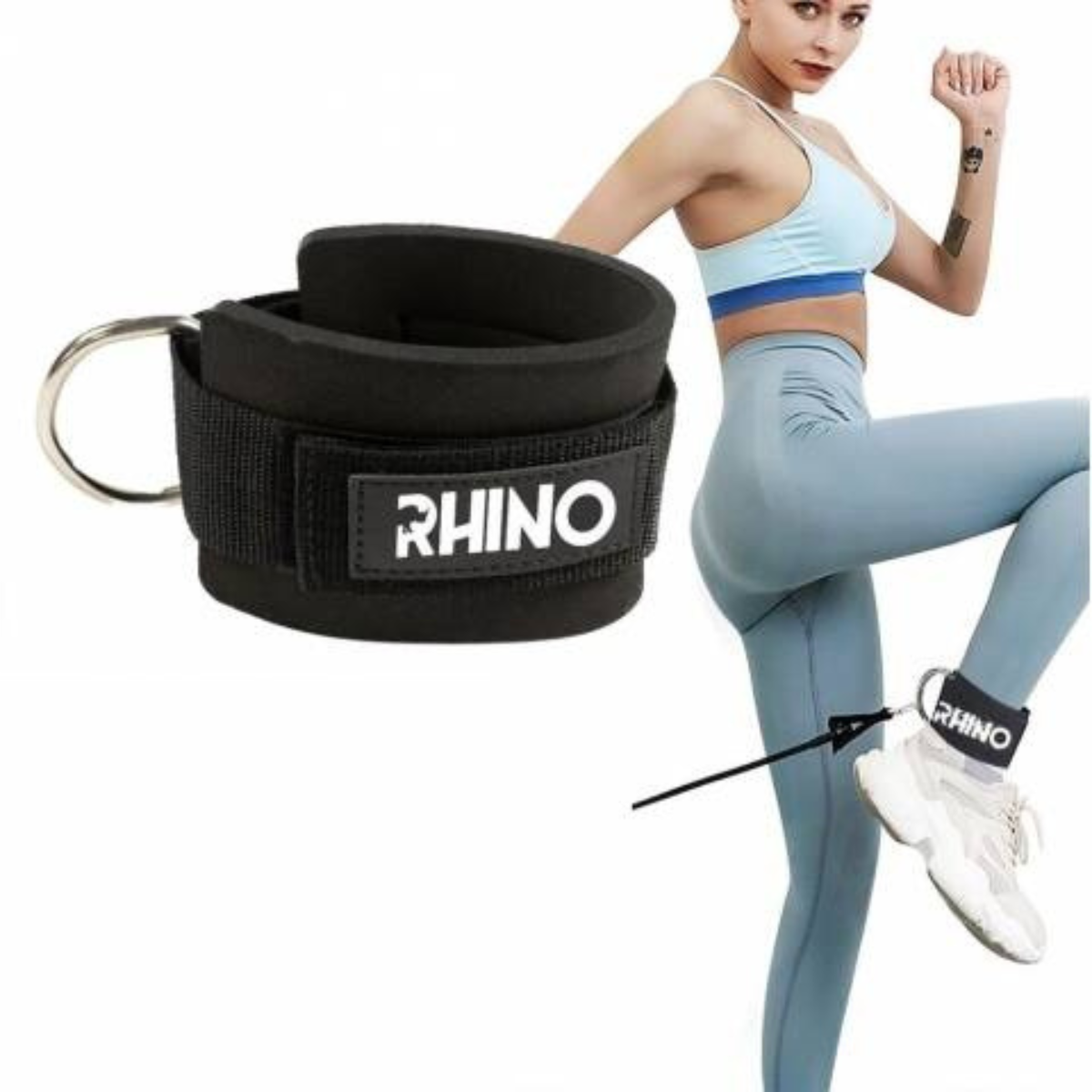 Tobillera Para Polea Maquina Crossover Agarre Pie Eva Rhino