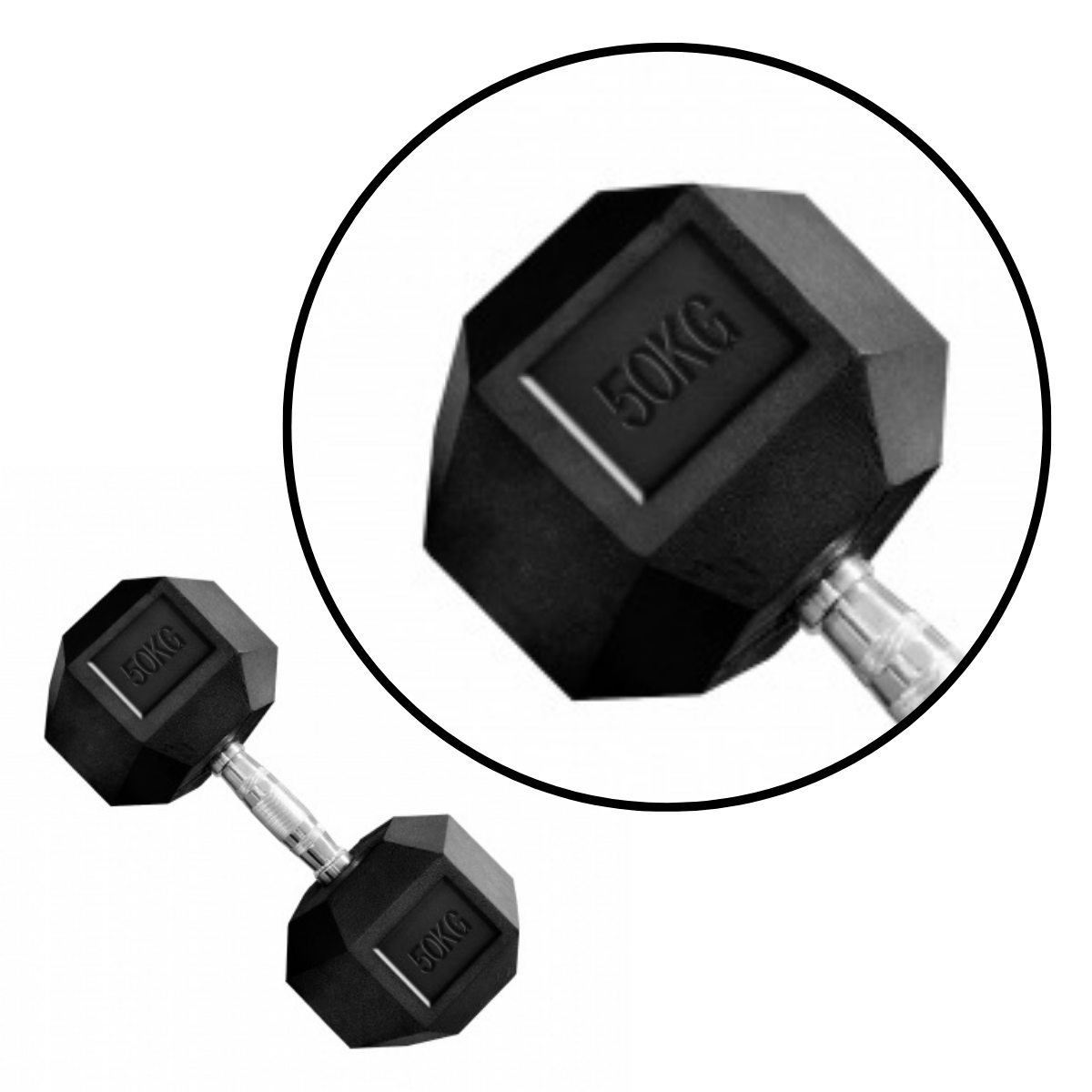 Mancuerna Hexagonales Hierro Recubierto Dumbbell 50kg Rhino