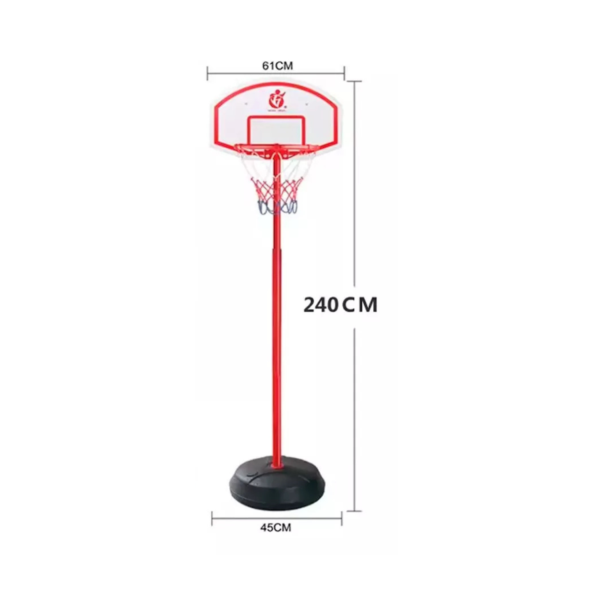 Tablero De Basquet Con Pie Altura 2.40m + Inflador + Pelota