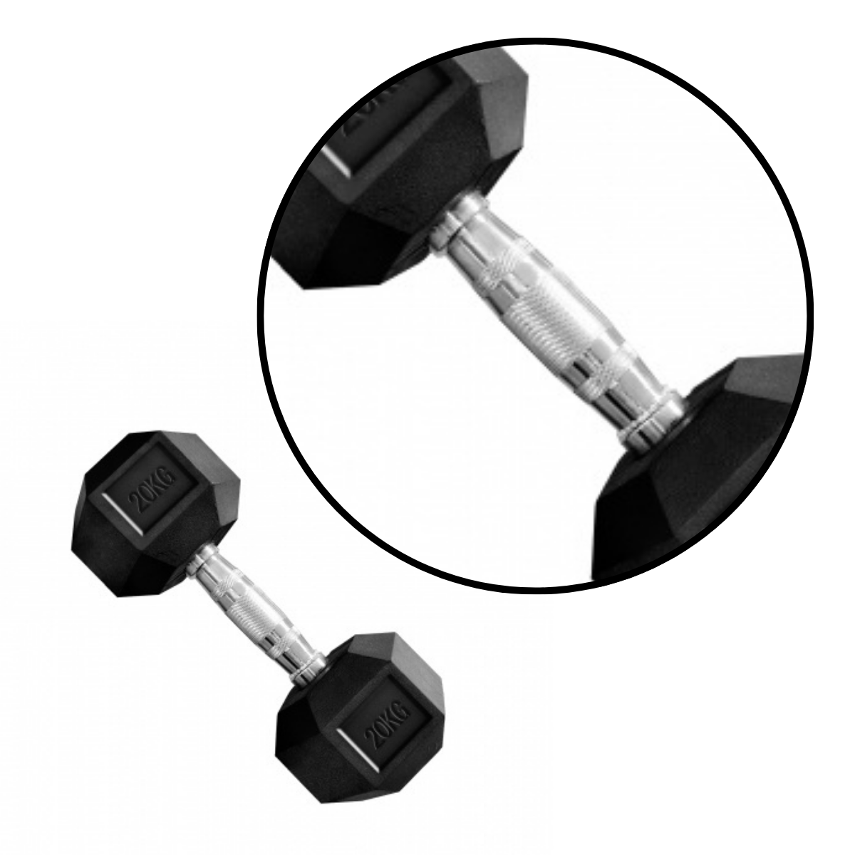 Mancuerna Hexagonales Hierro Dumbbell 20kg Rhino