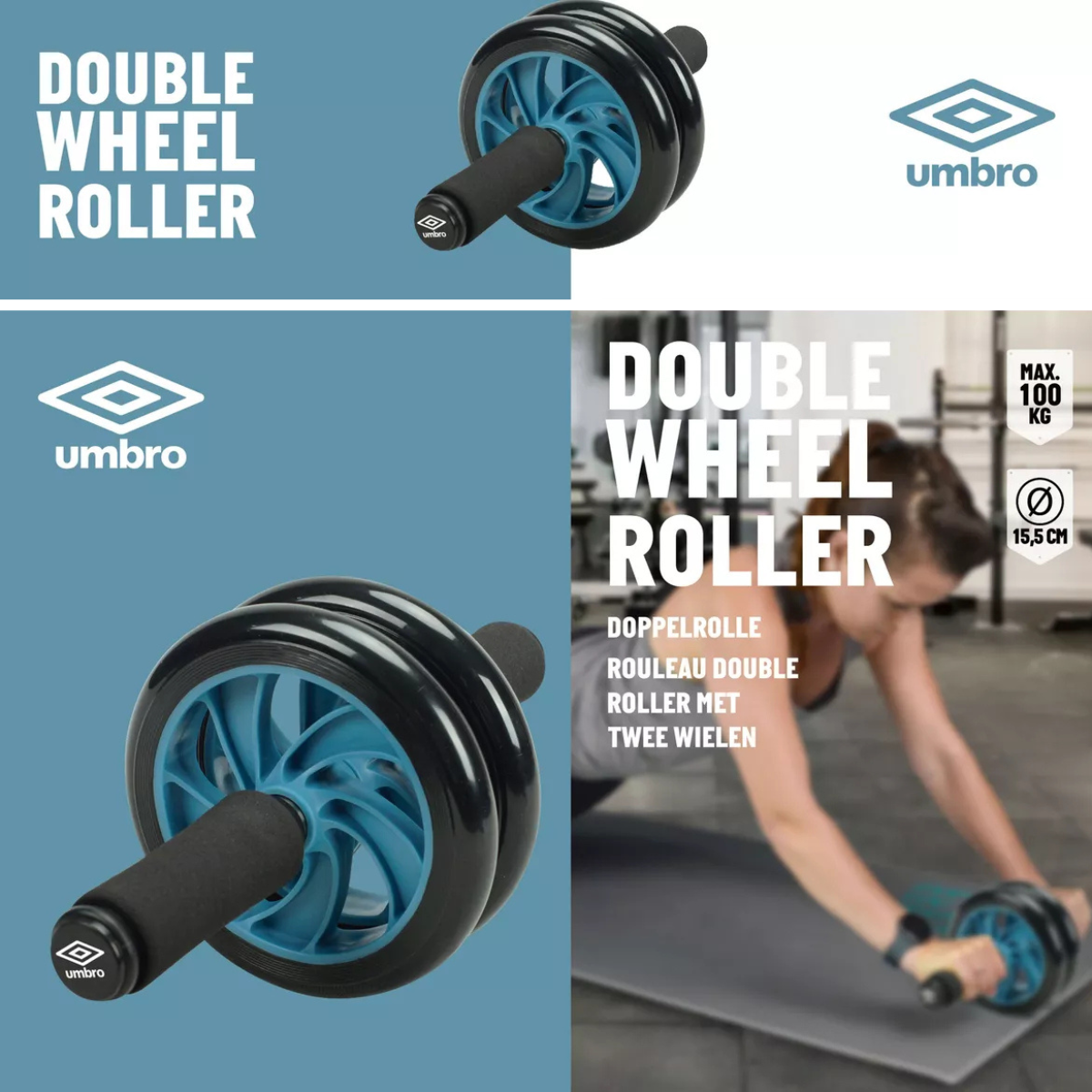 Rueda Abdominales Doble Pro Para Ejercicio Umbro