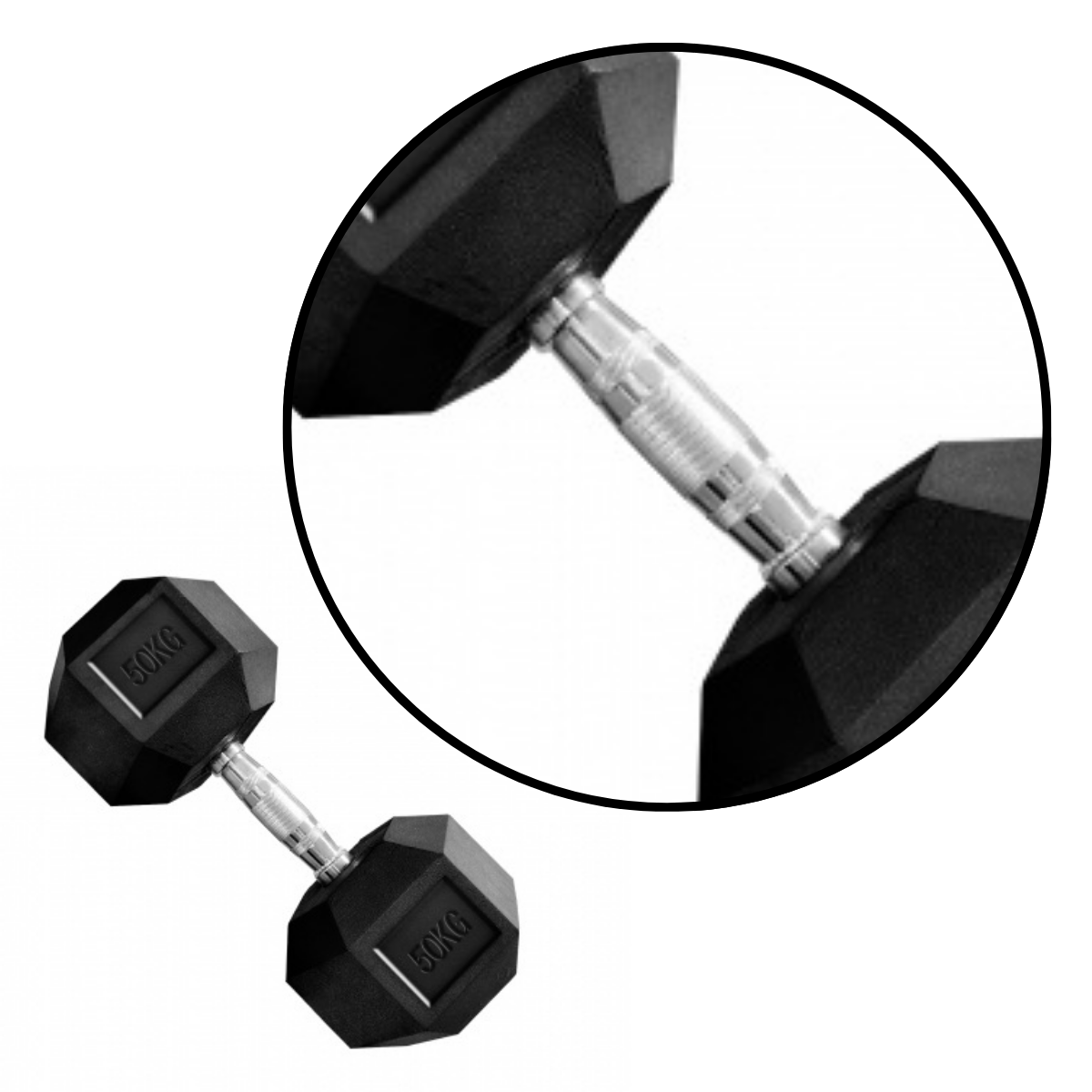 Mancuerna Hexagonales Hierro Recubierto Dumbbell 50kg Rhino