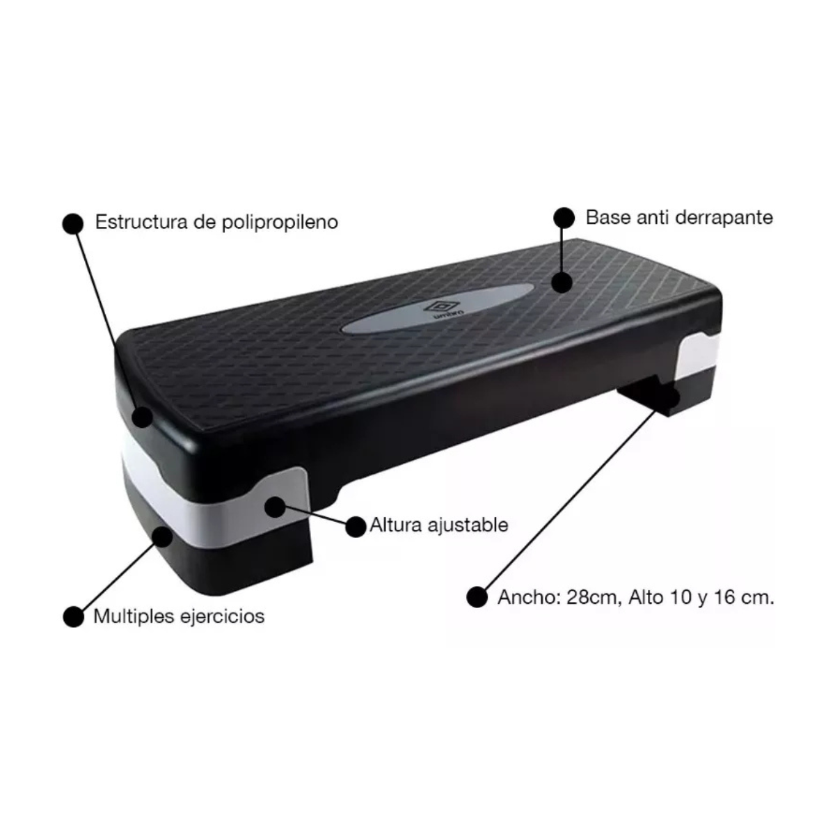 Step Pro 2 Escalones Regulables Fitness Entrenamiento Umbro