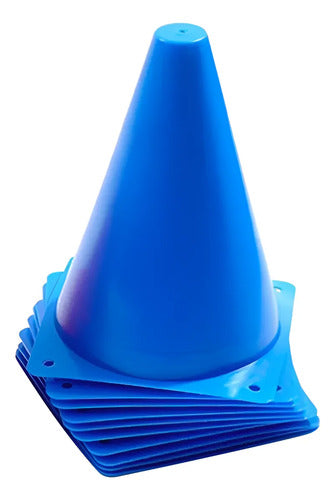 Cono Rígido Con Base Entrenamiento 18cm Deportes 15 Unidades Azul