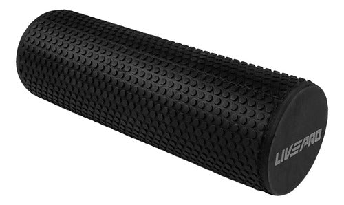 Rodillo Espuma Fisioterapia Yoga Pilates 45x15cm - Liveup Negro