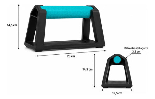 Par Barras Push Up Calistenia Fitness Antideslizantes Pro Turquesa