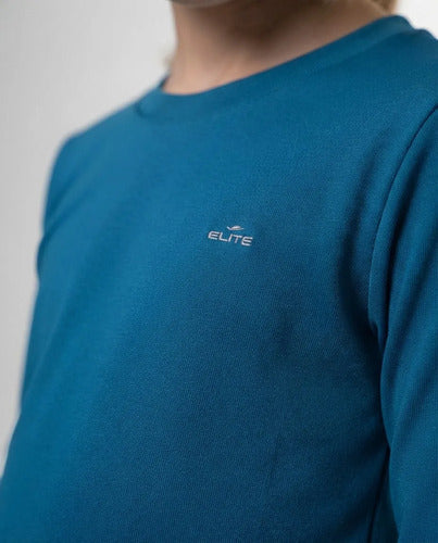 Remera Térmica Manga Larga Niños Elite Uv50+ Mmsports Azul Petróleo Liso 8