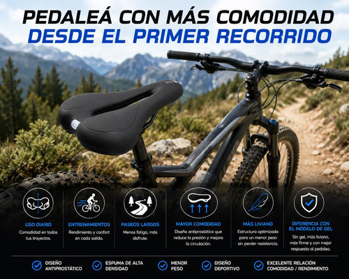 Asiento Bicicleta Mtb Antiprostático Ergonómico Calidad Negro