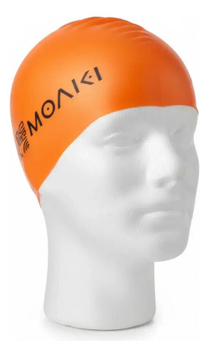 Gorra De Natación Moaki Silicona Mmsports Naranja Lisa Unico