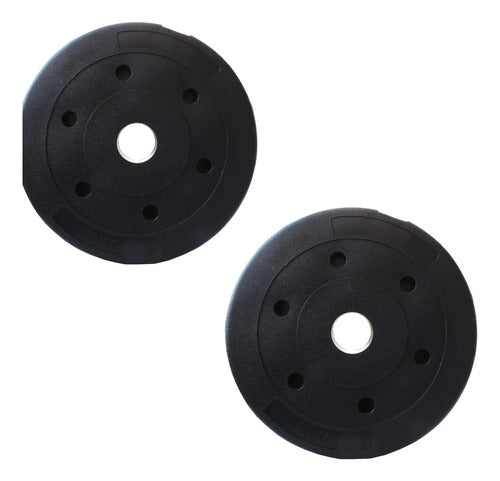 Set Combo Barra Recta 1.50 + Discos Forrados Pvc Total 40kg Aluminio