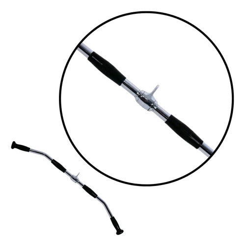 Barra Dorsales Para Polea Cromada Con Movimiento 92cm Rhino Negro