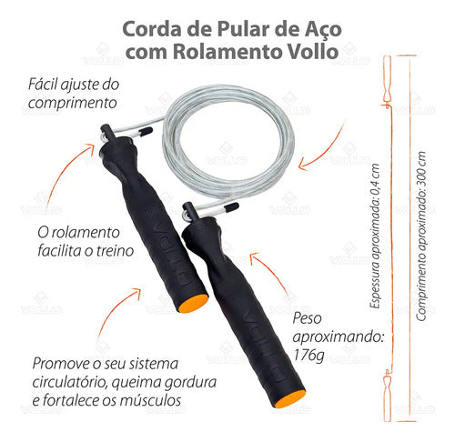 Cuerda De Saltar Crossfit De Acero Con Cojinete - Vollo