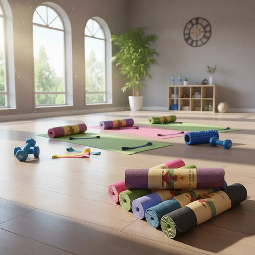 Colchoneta Pilates + Pelota 65cm + Rolo + Banda + Mancuerna Surtido