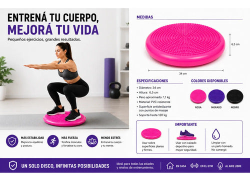 Pack X3 Disco De Equilibrio Massage Pillow 30 Cm Pilates Surtido