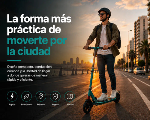 Monopatín Eléctrico Plegable Kds T3 180w Hasta 18 Km/h Verde Agua