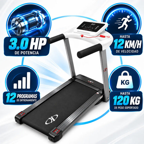 Caminador Eléctrico 3,0 Hp Fitness 12km/h Blanco