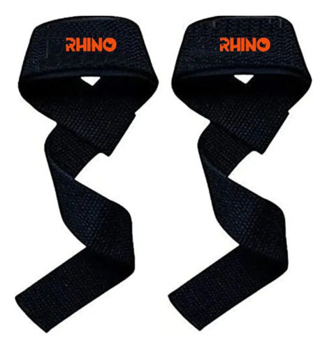 Straps Agarre De Barra Gym Levantamiento Rhino Mmsports Negro