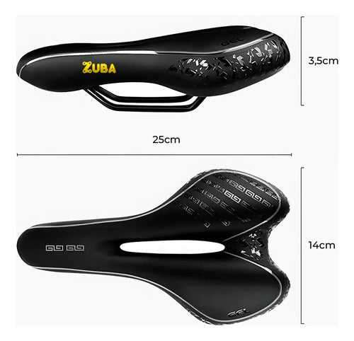 Asiento Bicicleta Mtb Comodo Az-066 Zuba Bike Negro 28 Cm 16 Cm