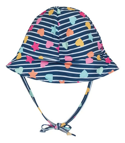 Gorro Niño/a Playa Para El Solo Uv50+ - Kiko E Kika Azul 3 Floreado