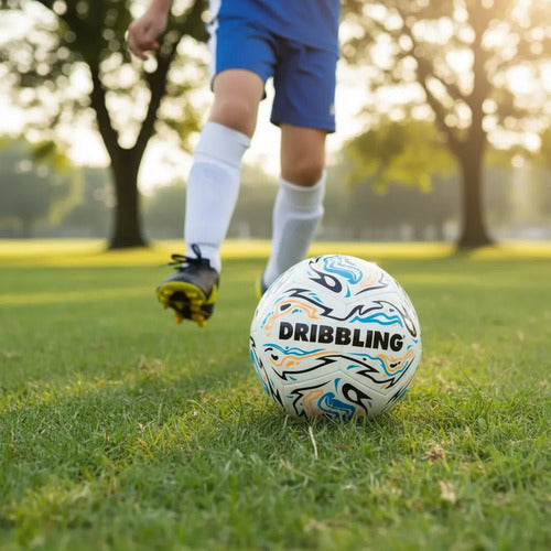 Pelota De Fútbol Drb Vibra N° 5 Cosida Césped Blanco Celeste