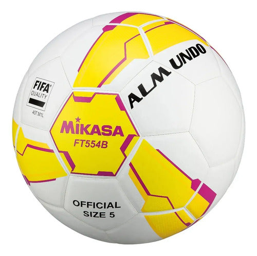 Pelota Futbol Ft554b Termosellada Fifa Mikasa B/a Blanco/amarillo