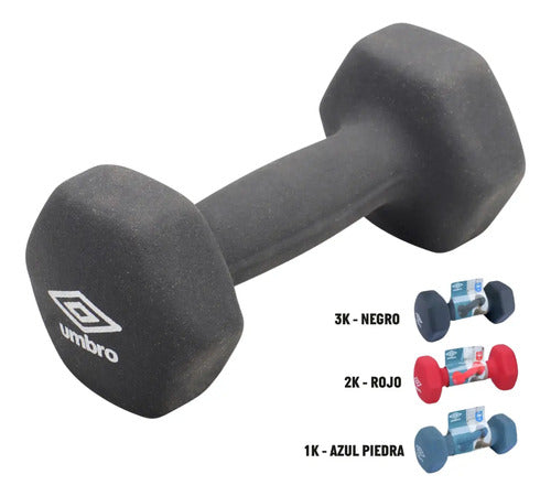 Mancuerna Hexagonal 2kg - Recubierta En Neopreno Umbro Rojo