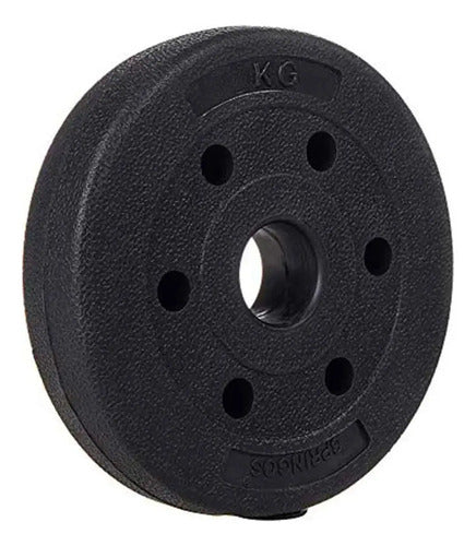 Set 2 Mancuerna Hierro C/rosca Plástica + Discos Total 20 Kg Negro/rojo