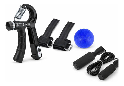 Set Hand Grip Fuerza Y Agarre + Straps + Cuerda + Pelota Surtido