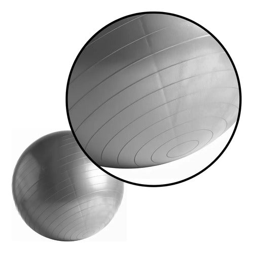 Pelota Fitball 65cm Para Pilates, Yoga Y Gimnasio Rhino Plateado