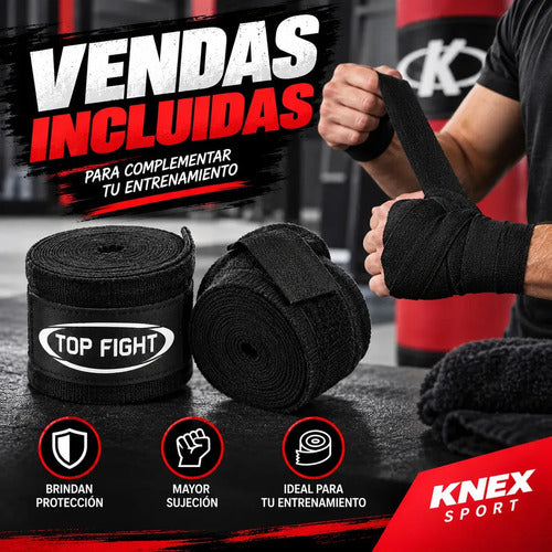 Kit Boxeo Completo 14kg Bolsa Guantes Vendas Bucal Color Rojo