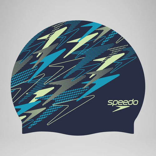 Gorro Natación Speedo Silicona Print Adulto Azul Mmsorts Azul Marino Geométrico Único