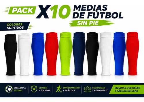 Pack X10 Pares Medias Fútbol Sin Pie Colores Surtidos Surtido Unico