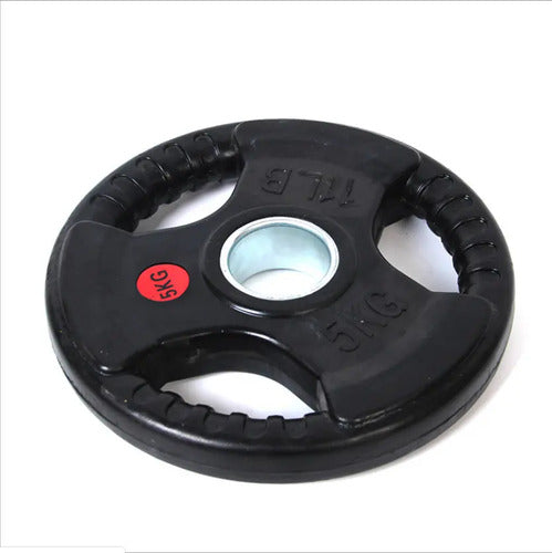 Disco Olimpico De Hierro Engomado C/ Agarres 25kgs Negro