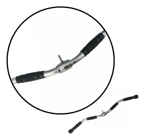 Barra W Polea Pecho Y Brazos Importada 76cm Rhino Plateado