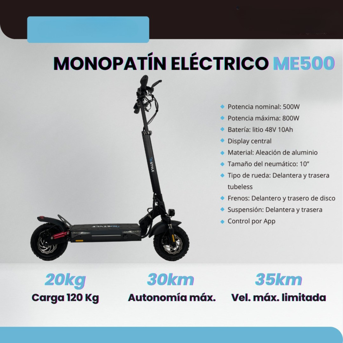 Monopatín eléctrico Mistyle ME500