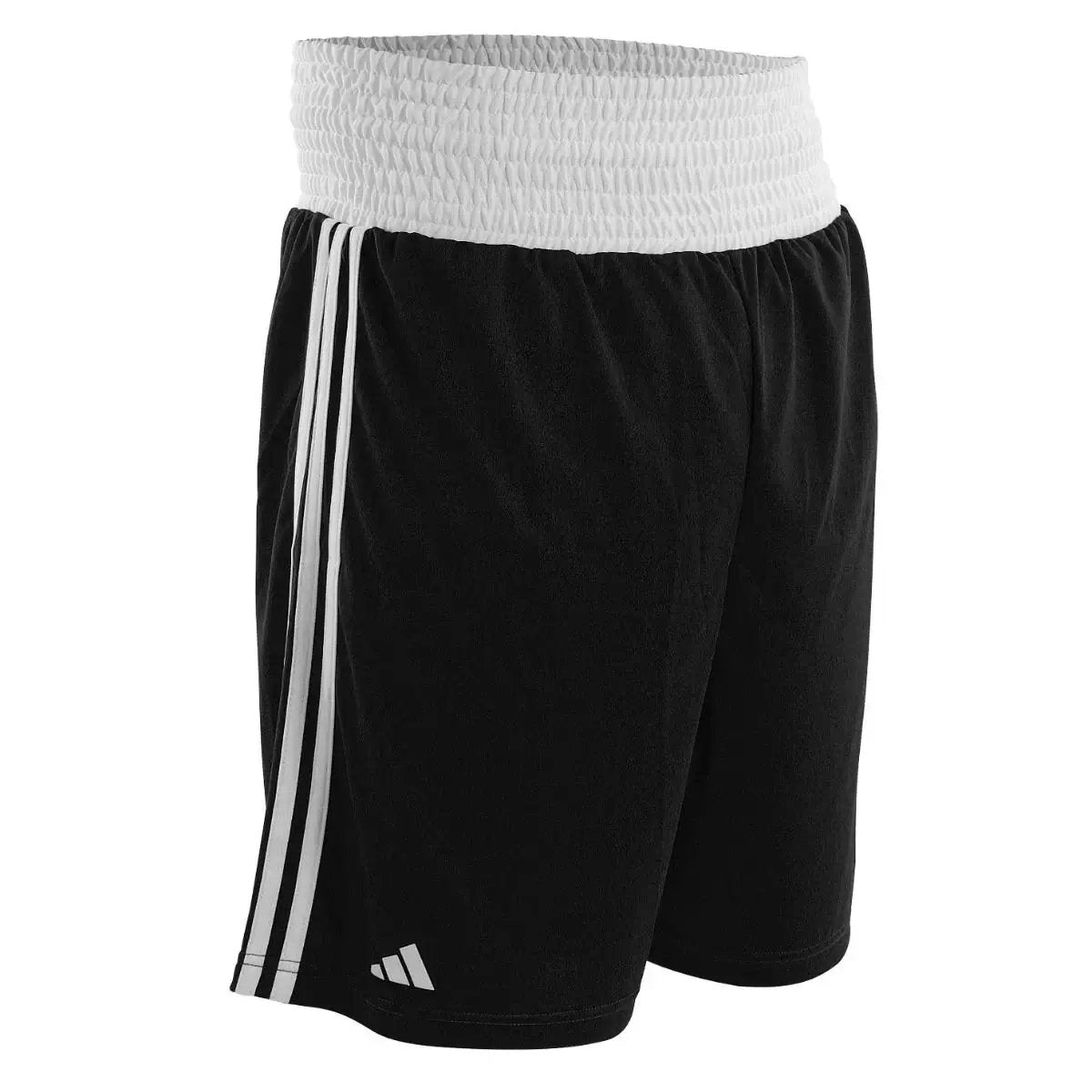 Short de Boxeo Adidas BTS02 Poliester Cintura Elastica con Cordon Negro/Blanco para Entrenamiento y Competicion