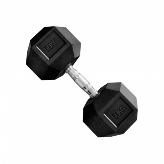Mancuerna Hexagonales Hierro Recubierto Dumbbell 50kg Rhino