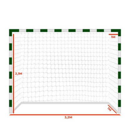 Par De Red 4mm Fútbol 5/sala Y Handball 3,2x2,1m Seda Gismar