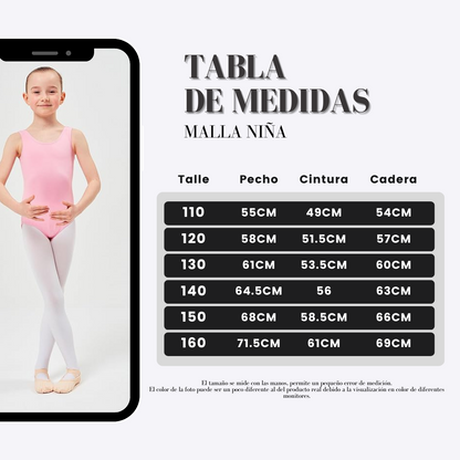Malla Ballet Niña Sin Manga Rosa