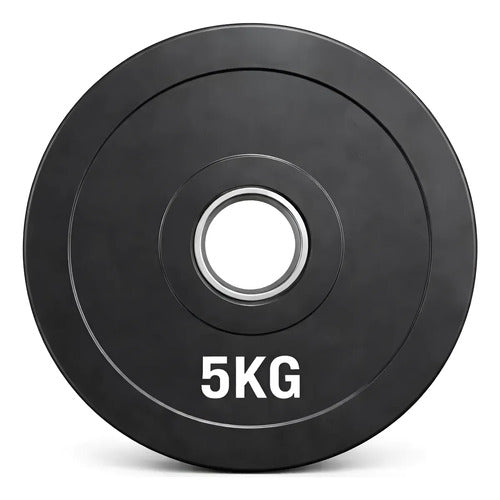 Disco Olímpico Engomado 5 Kg P/ Barra Pesas Gym Profesional Negro
