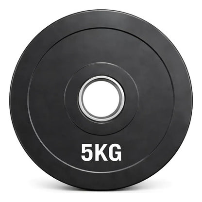 Disco Olímpico Engomado 5 Kg P/ Barra Pesas Gym Profesional Negro