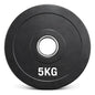 Disco Olímpico Engomado 5 Kg P/ Barra Pesas Gym Profesional Negro