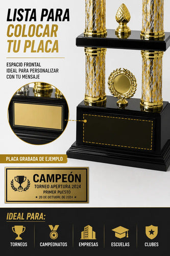 Copa Trofeo Monumental Metálica Altura 95cm Torneo Deportivo Amarillo