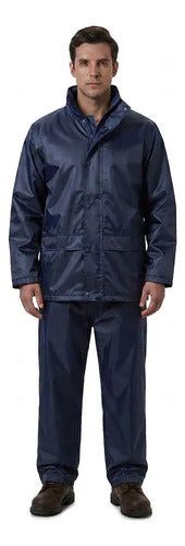 Traje Impermeable Hombre Oxford Pvc Azul Trabajo Capucha\n Azul 3xl