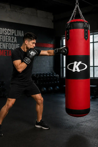 Saco De Boxeo 1m 14kg Relleno Fitness Entrenamiento Color Rojo