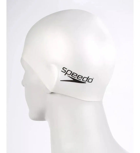 Gorro Natación Speedo Silicona Plain Flat Adulto Blanco Tamaño Único Liso Talle Único